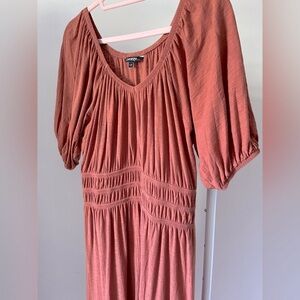 GEORGE Terracotta Puff Sleeve Midi Dress